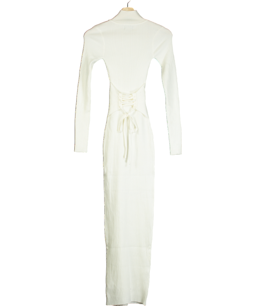 Naked Wardrobe White Knit Sweater Corset Maxi Dress UK XS