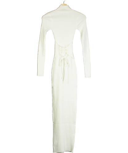 Naked Wardrobe White Knit Sweater Corset Maxi Dress UK XS