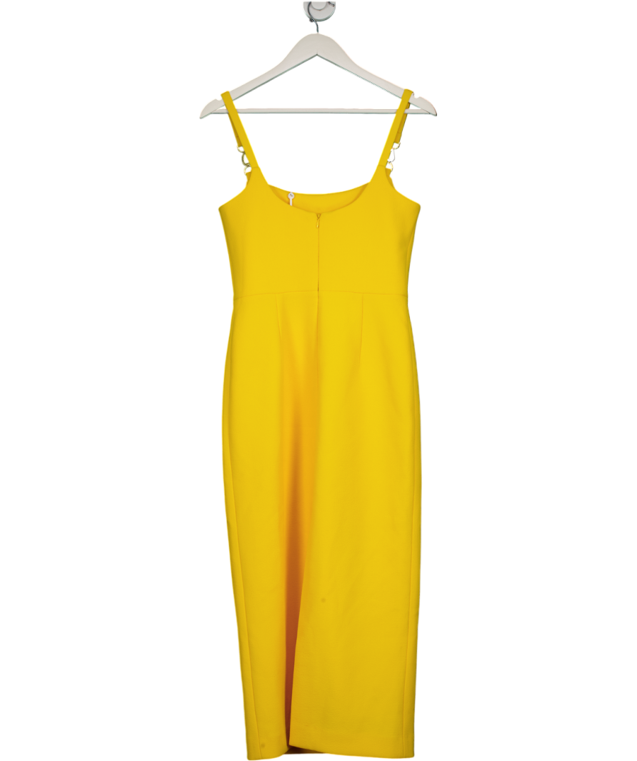 Rebecca Vallance Yellow Leonal Strap Detail Crepe Midi Dress UK 8