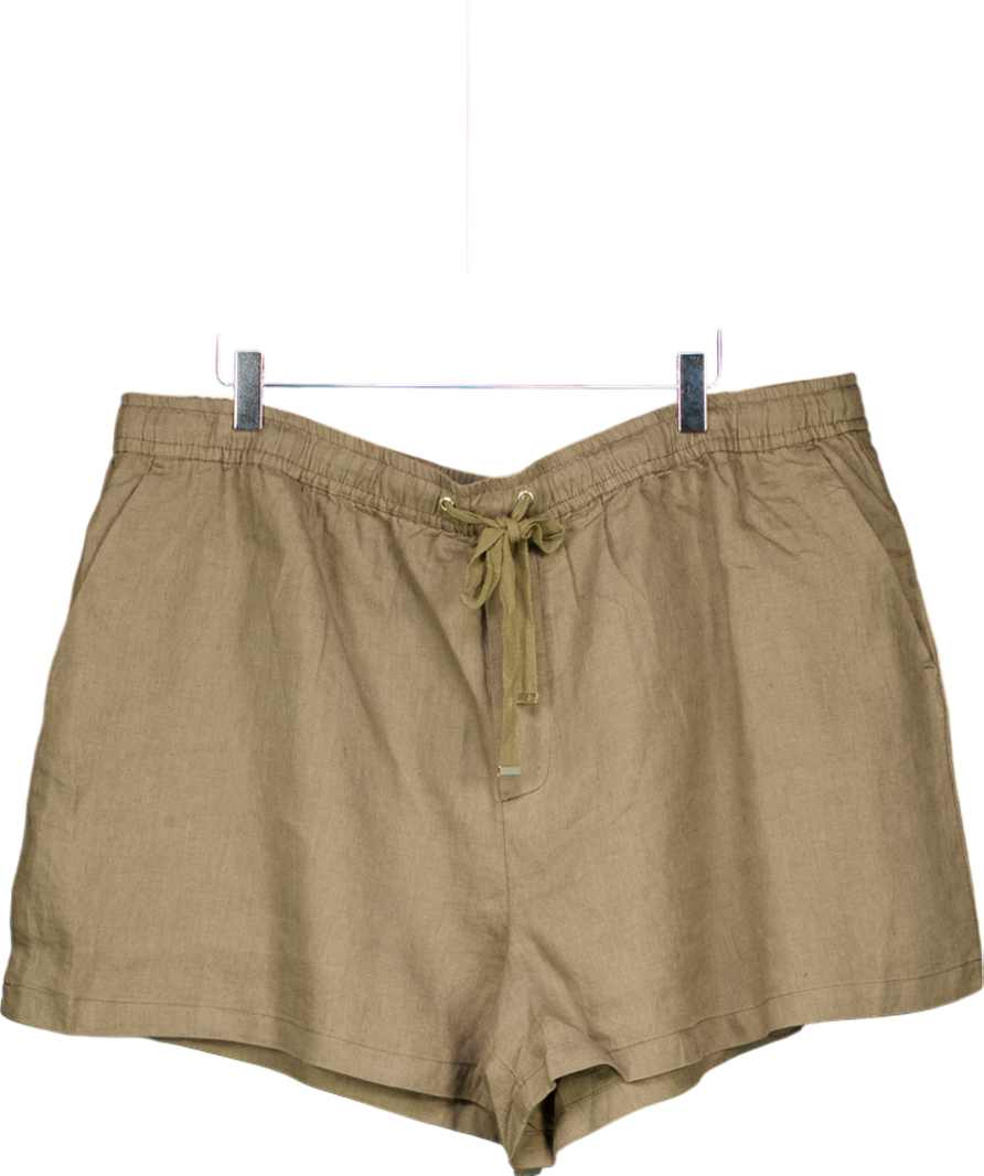 MANGO Green Straight-fit Linen Shorts UK XXL