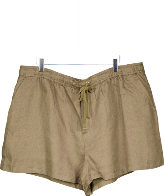 MANGO Green Straight-fit Linen Shorts UK XXL