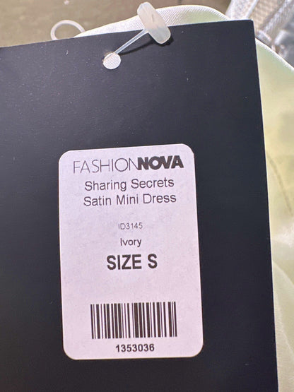 Fashion Nova Ivory Sharing Secrets Satin Mini Dress UK S