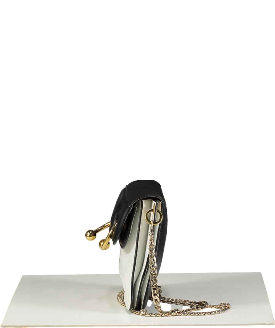 JW Anderson Mini Pierce Leather Bag With Gold Hardware - Black & White One Size