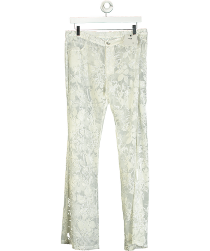 PROD Cream Velvet-flocked Semi-sheer Trousers UK M