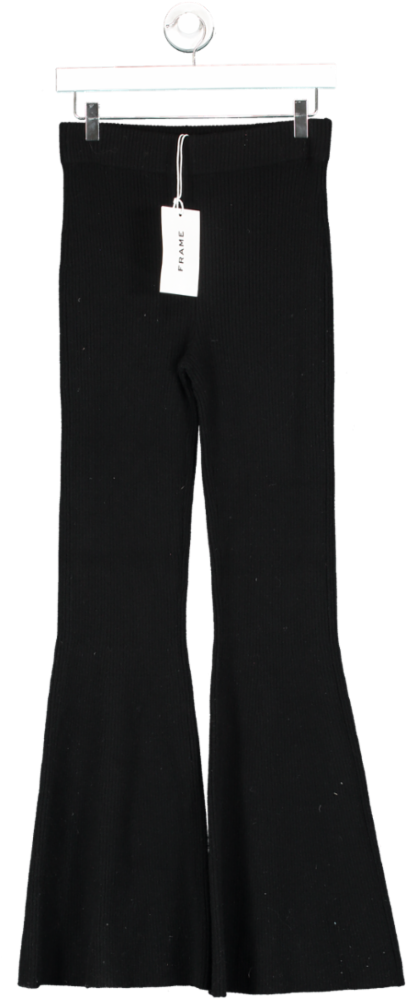 FRAME Black Ribbed Cashmere Flare UK XS