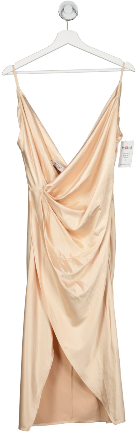 House of CB Beige Reva Corset Satin Midi Dress UK M