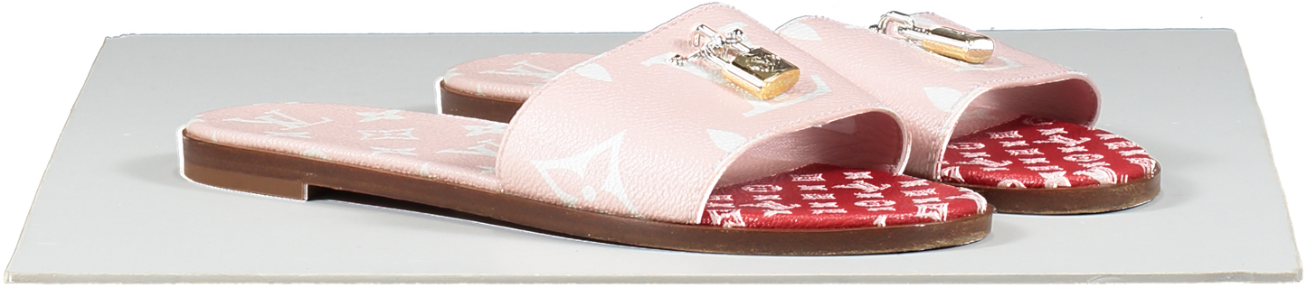 Louis Vuitton Pink Giant Monogram Lock It Mule Sandals UK 5.5 EU 38.5 👠
