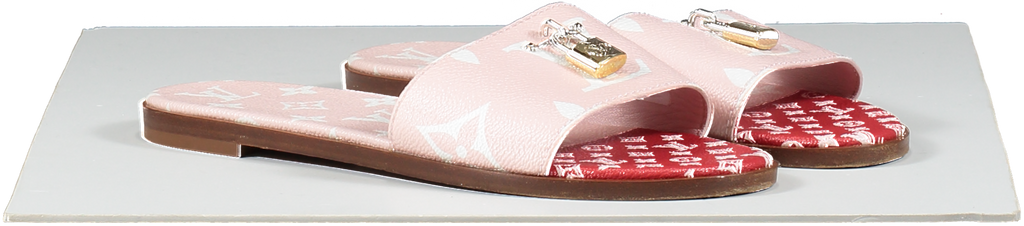 Louis Vuitton Pink Giant Monogram Lock It Mule Sandals UK 5.5 EU 38.5 👠