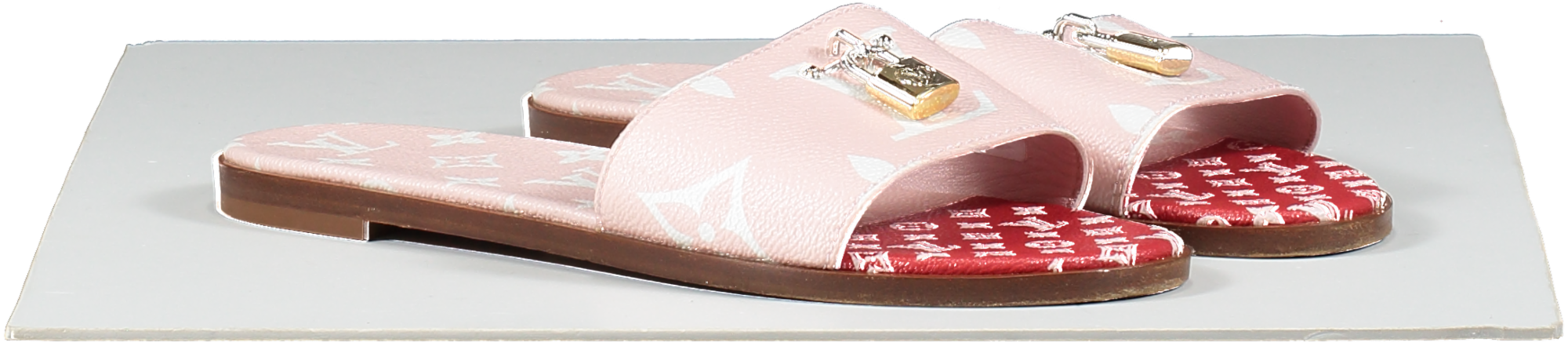 Louis Vuitton Pink Giant Monogram Lock It Mule Sandals UK 5.5 EU 38.5 👠
