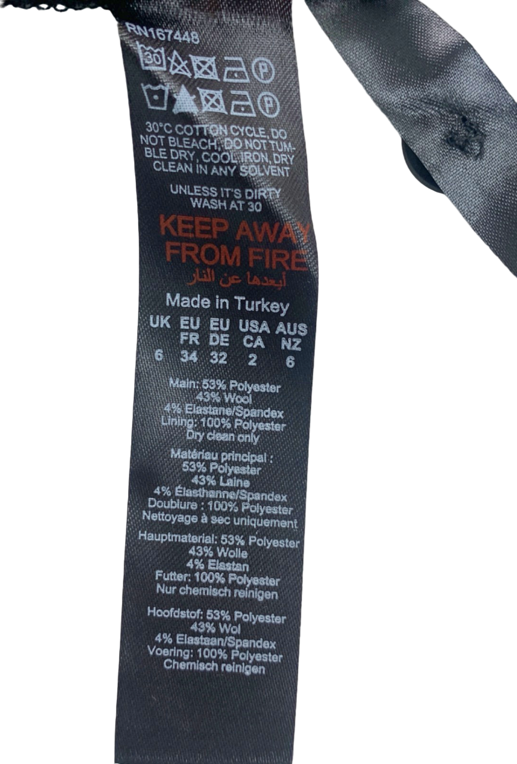 Karen Millen Black The Limited Tailored Wool-Blend Straight Trousers UK 8