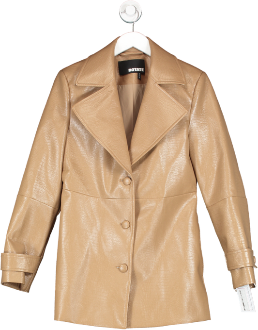 Rotate Nude Textured Fitted Jacket Brown UK 8