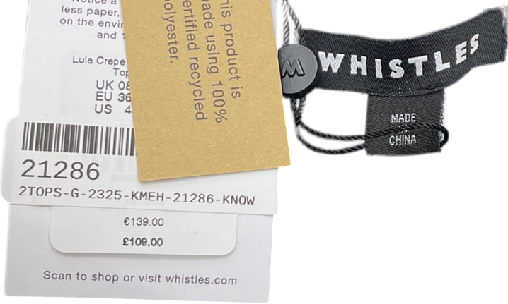 Whistles Black Lula Crepe Bandeau Top UK 8