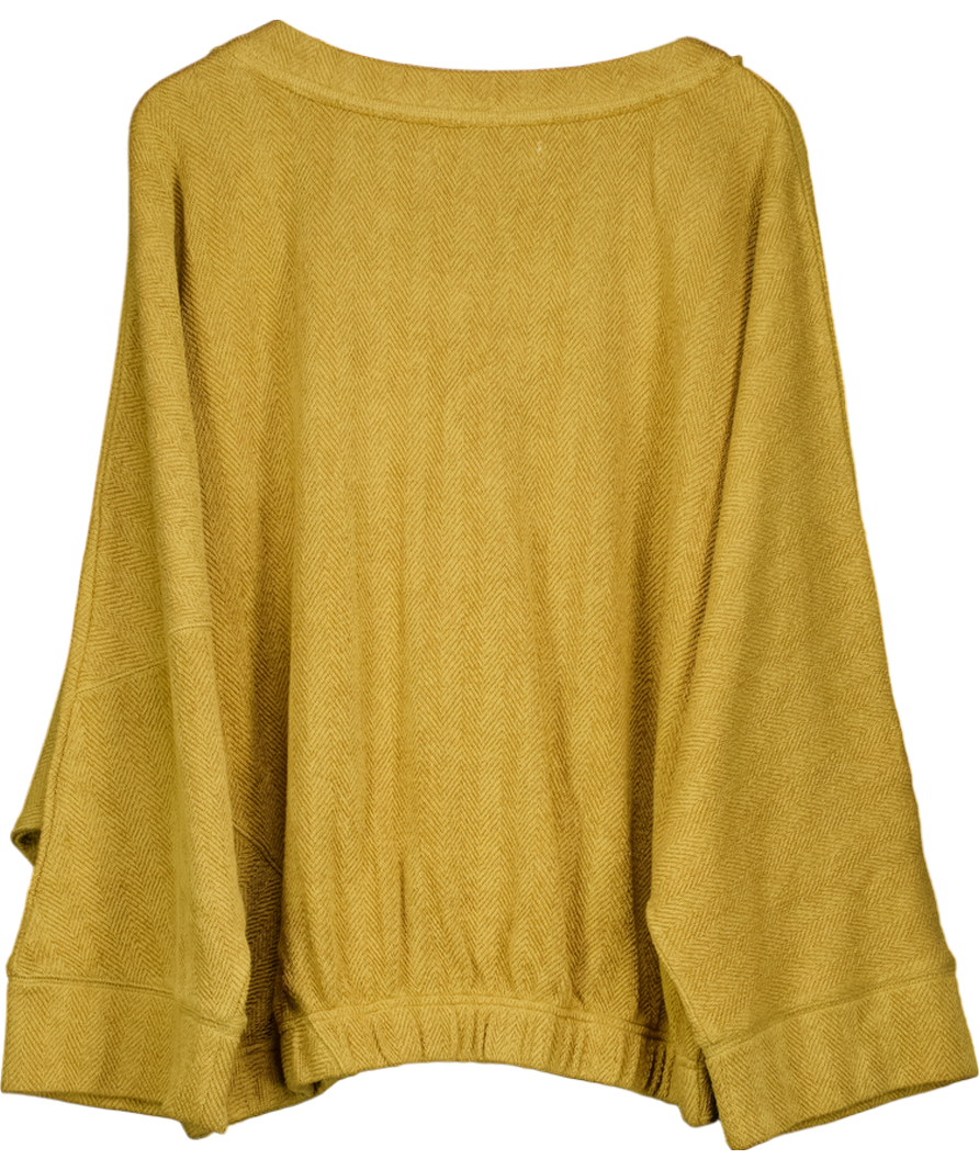 Free People Green V-neck 100% Cotton Sweater UK XL