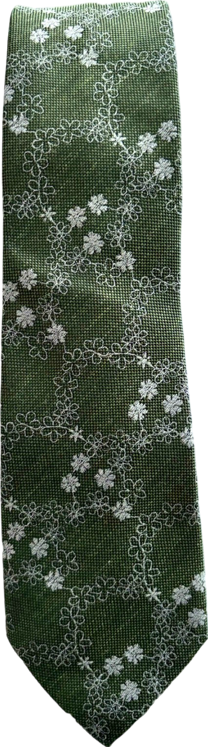 Next Green Floral Silk Tie One Size
