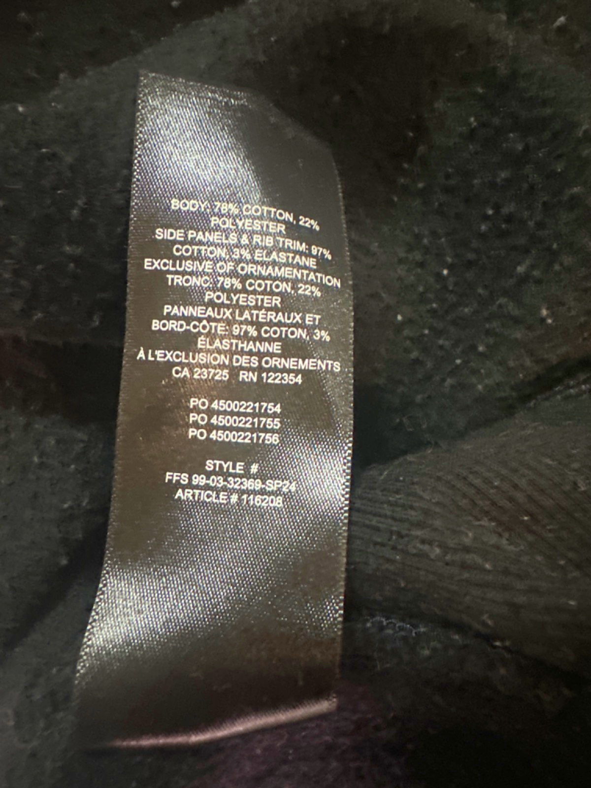 Aritzia Black Boyfriend Fit Sweatfleece Cozy Fleece UK S