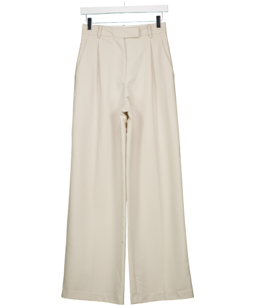 ZARA Cream Wide-leg Trousers With Darts UK XS