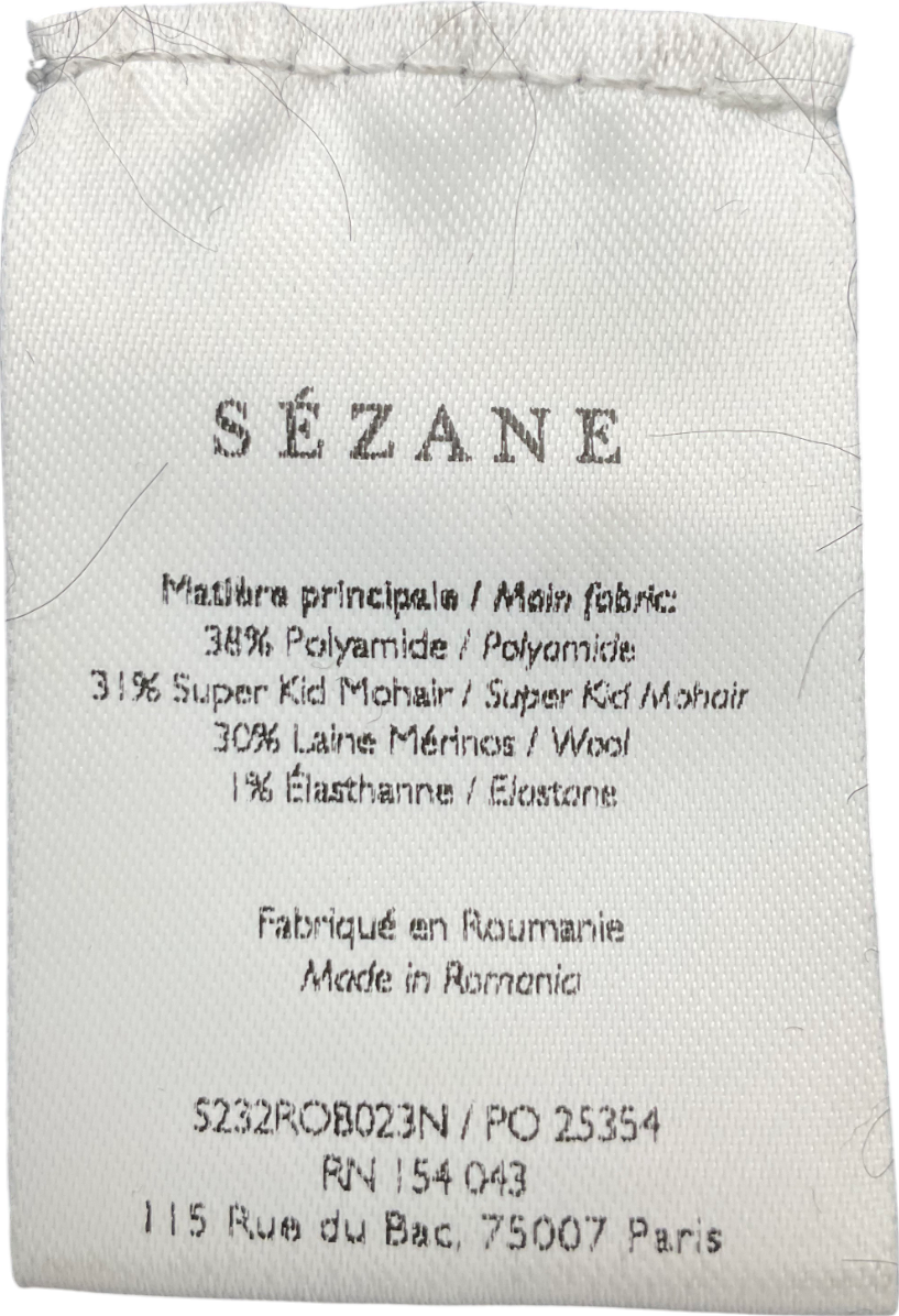 Sezane Black Mohair/ merino Blend belted Enola Dess UK L