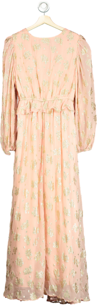 New Look Pink Gold Floral Maxi Dress UK 12