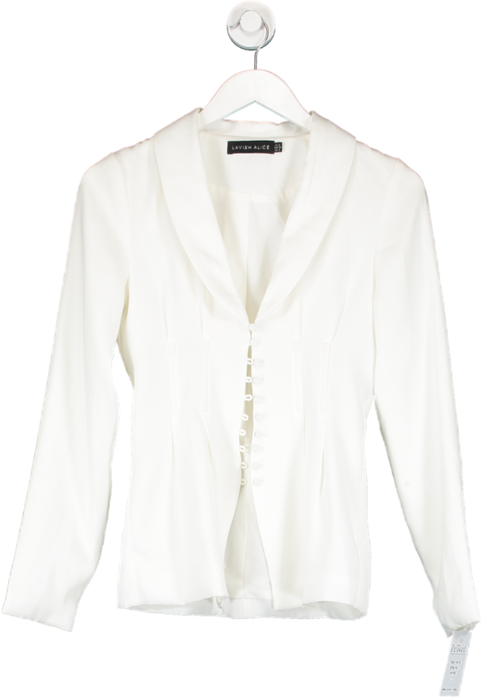 Lavish Alice White Button Front Jacket UK 6