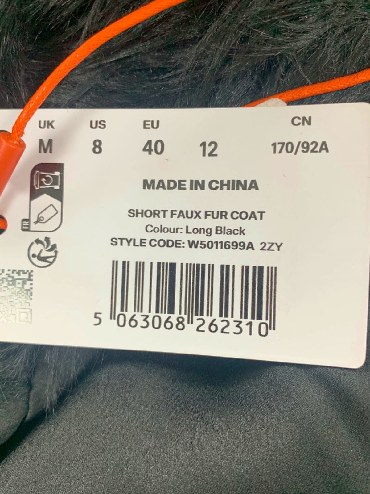 Superdry Black Short Faux Fur Coat UK M