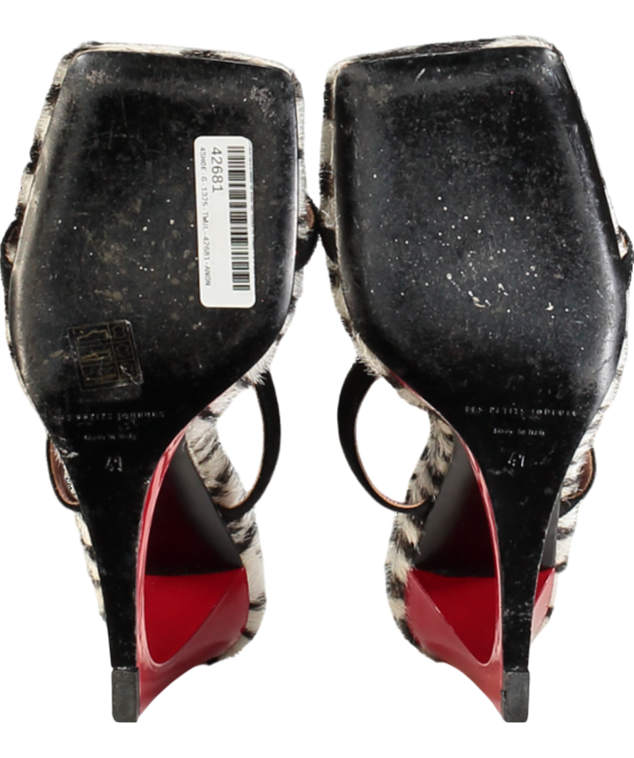 Les Petits Jouer Black Leather /calf Hair Heeled Lola Mules UK 8 EU 41 👠