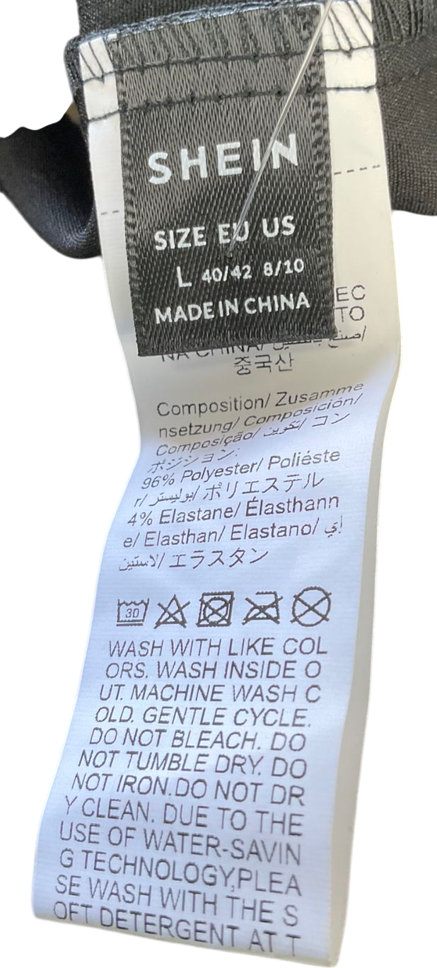 SHEIN Black Button-up Jacket With Houndstooth Patterned Cuffs UK L