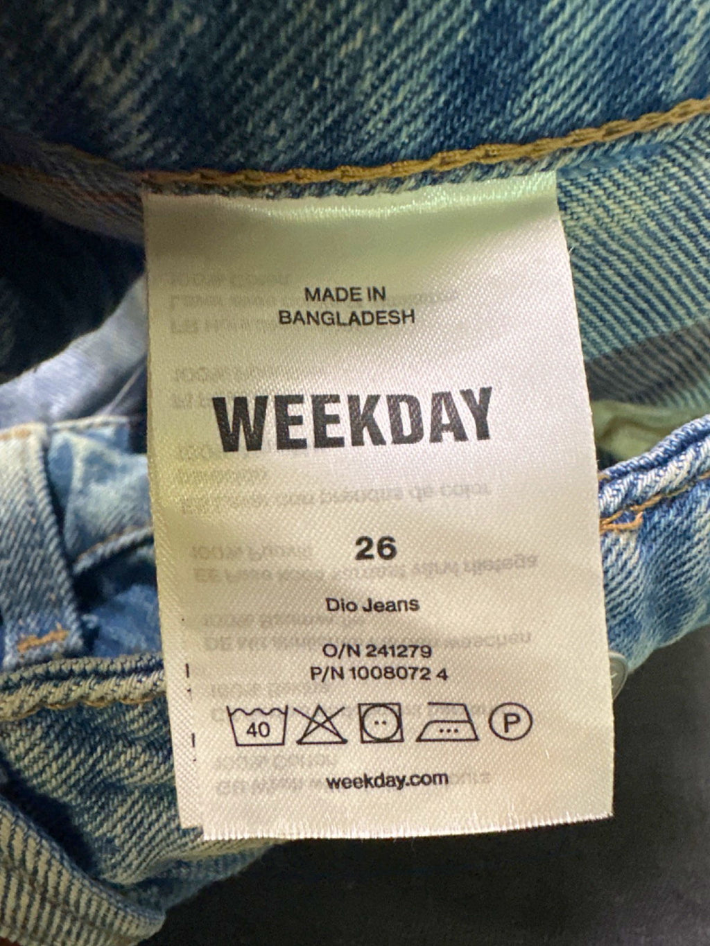 Weekday Blue Dio Jeans UK W26