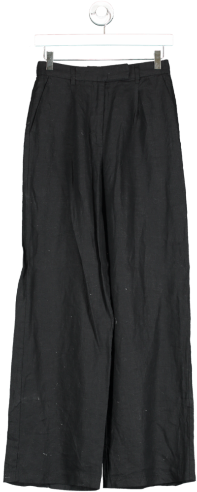 NA-KD Black Wide Leg Linen Trousers W36