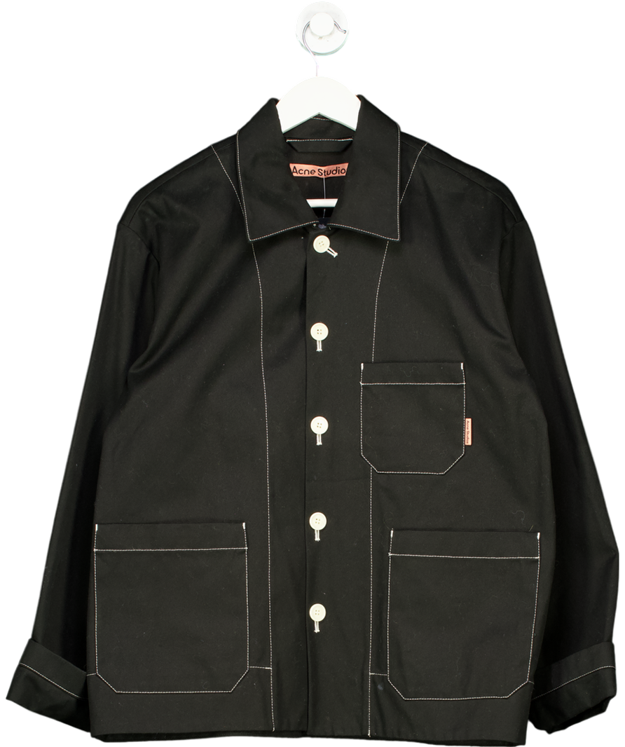 Acne Studios Black Oversized Jacket With Contrast Stitch And Button Detail UK M