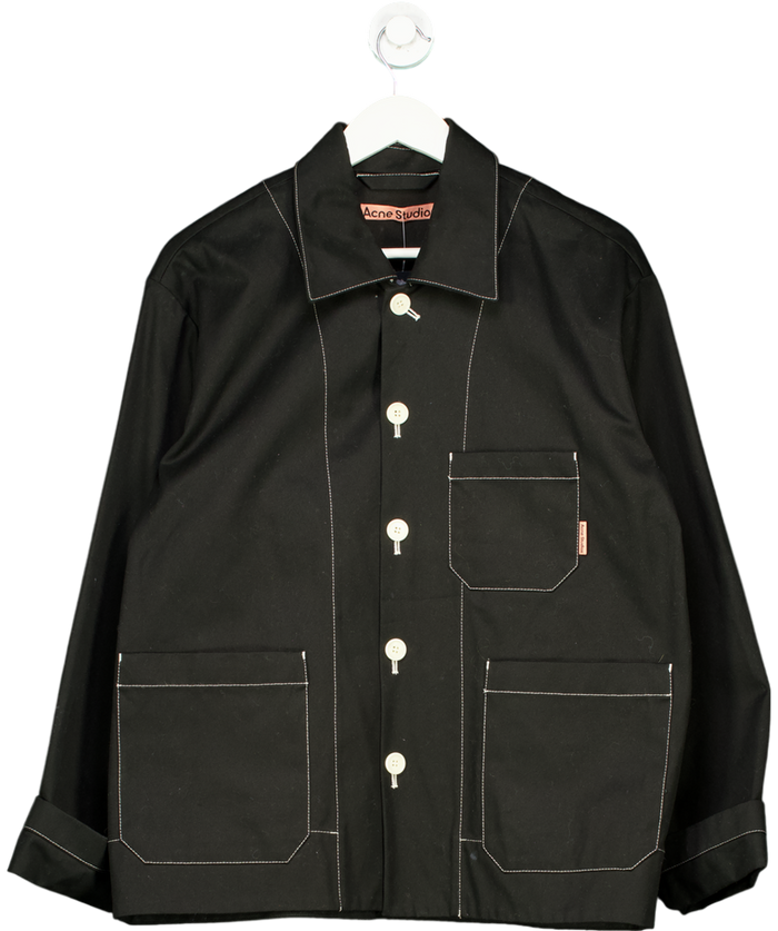 Acne Studios Black Oversized Jacket With Contrast Stitch And Button Detail UK M