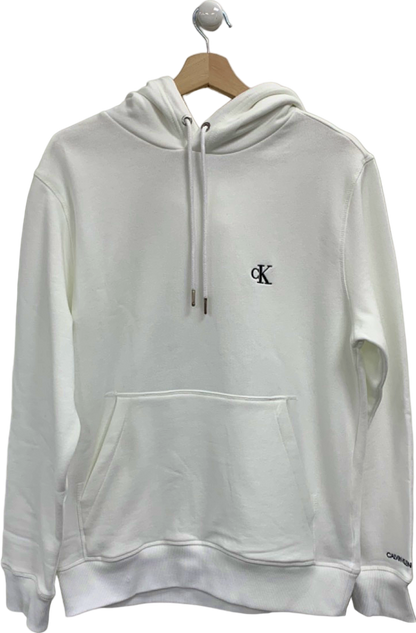 Calvin Klein White Hoodie Sweatshirt UK M