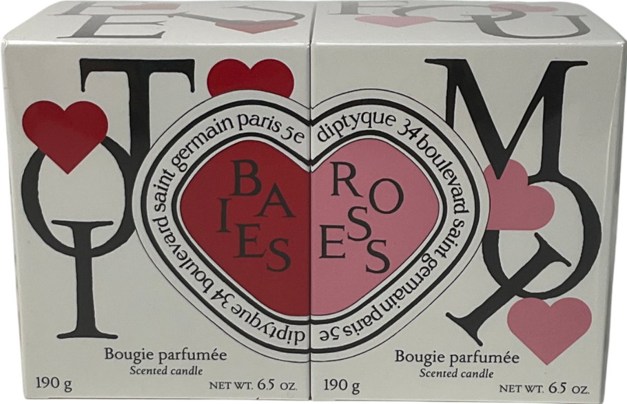 Diptyque Valentines Day Baies and Roses Candle Duo Set 2x190g