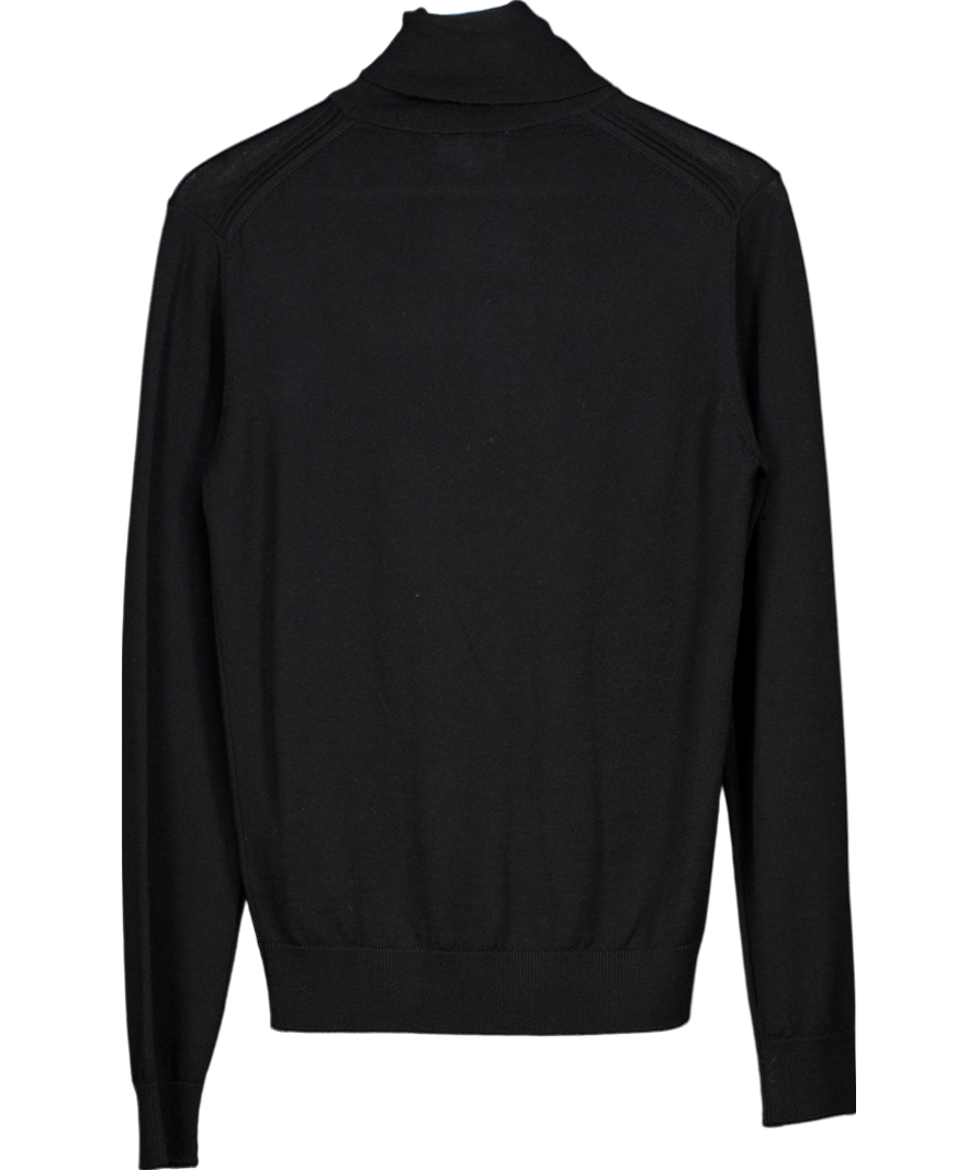 Lacoste Black Wool Roll Neck Sweater UK XS