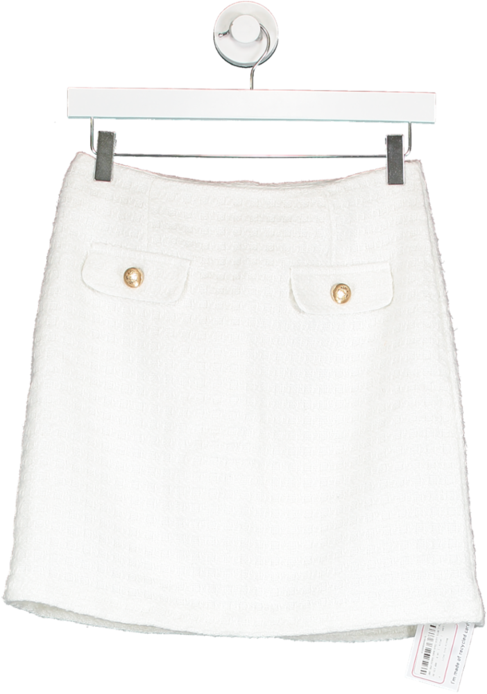 New Look White Boucle Mini Skirt UK 8