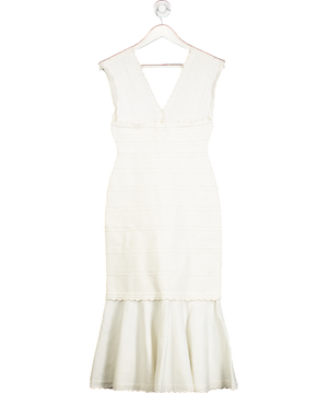 Victoria Beckham Cream Bandage Dress With Flared Hem UK M