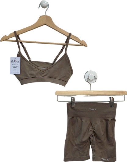 TALA Brown Recycled Polyamide  2-piece Activewear Set UK S