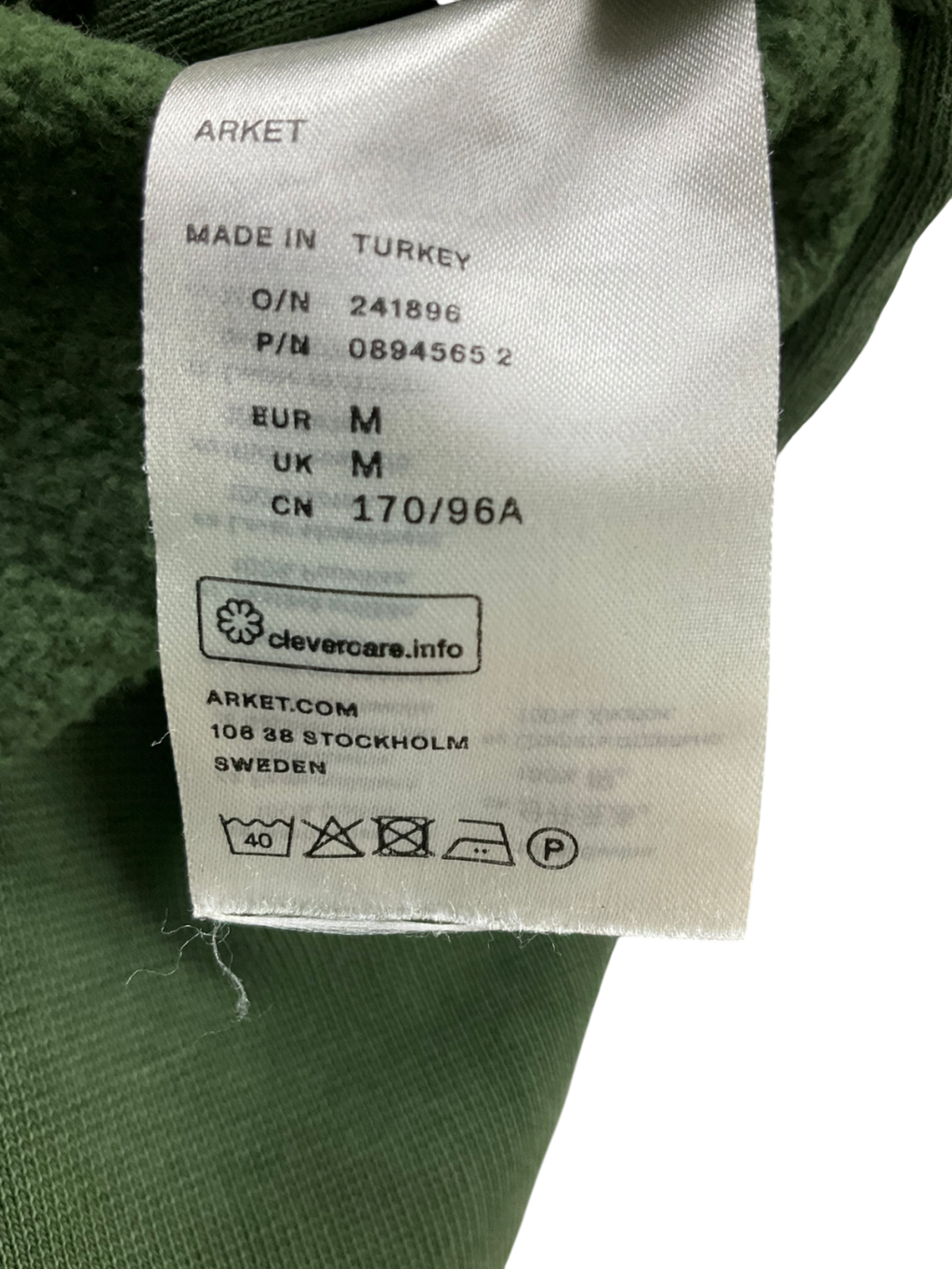 Arket Green Zip Side Sweater UK M