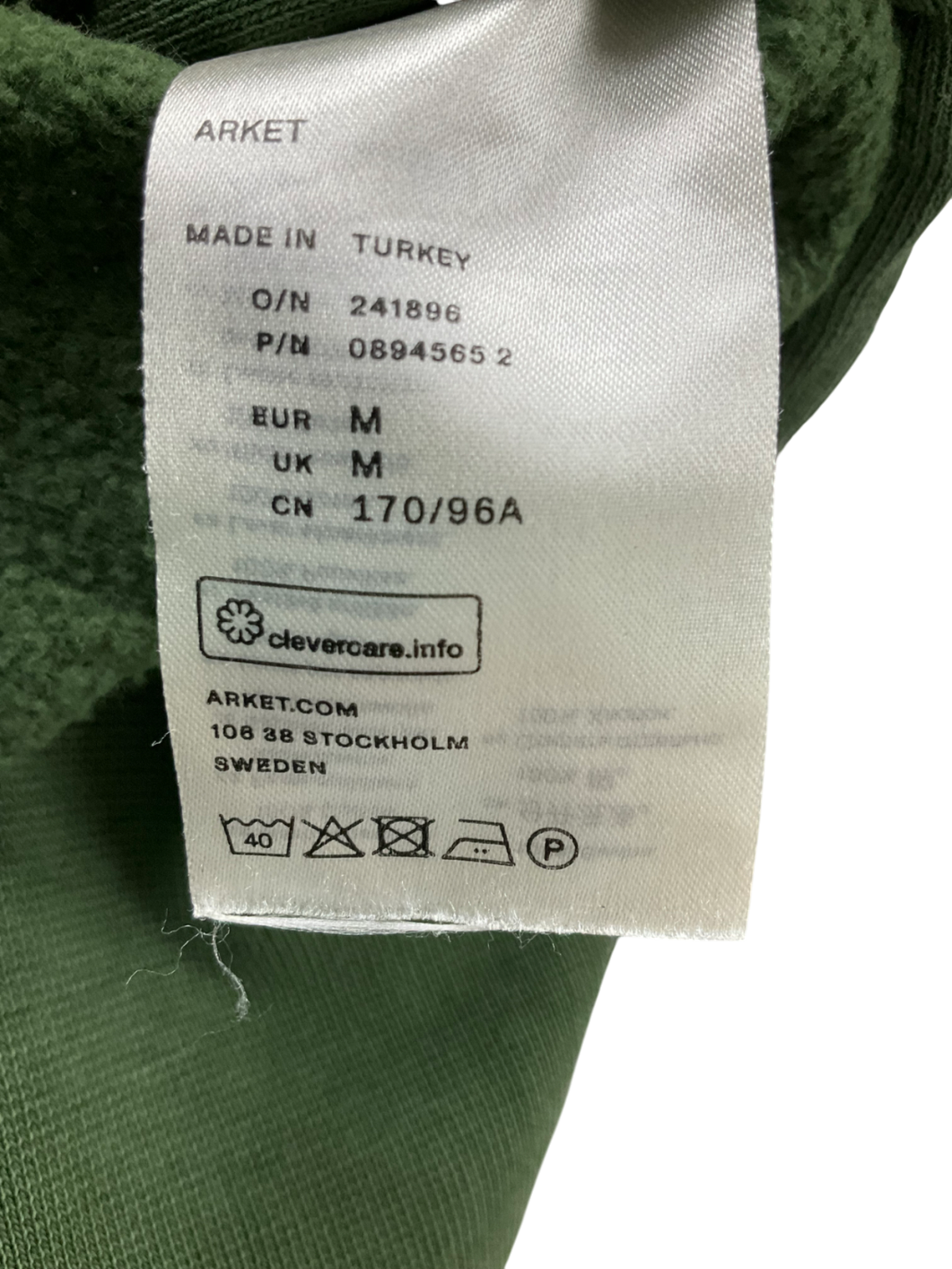 Arket Green Zip Side Sweater UK M