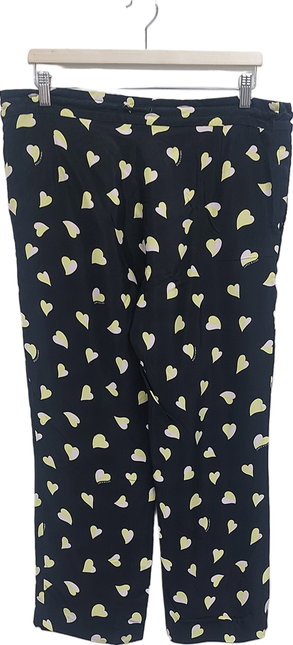 Bimba y Lola Black Heart Print Fluid Trousers UK 10