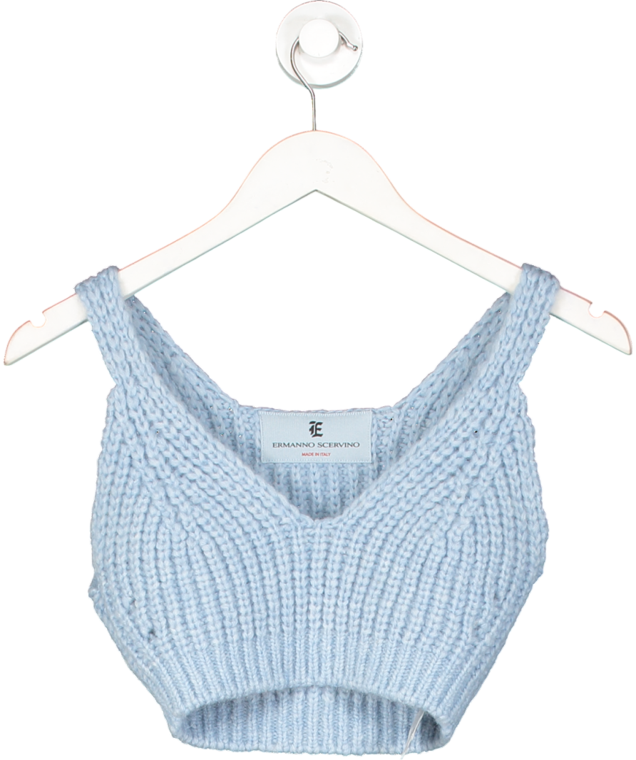 ERMANO SCERVINO Powder Blue Alpaca Button Cardigan UK XS