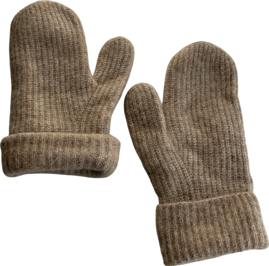 Arket Beige Wool-alpaca Blend Mittens One Size