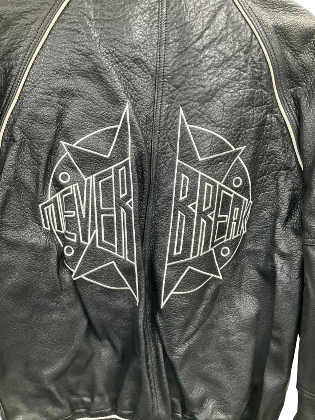 ZARA Black Legendary Mood Oversized Leather Varsity Jacket UK M