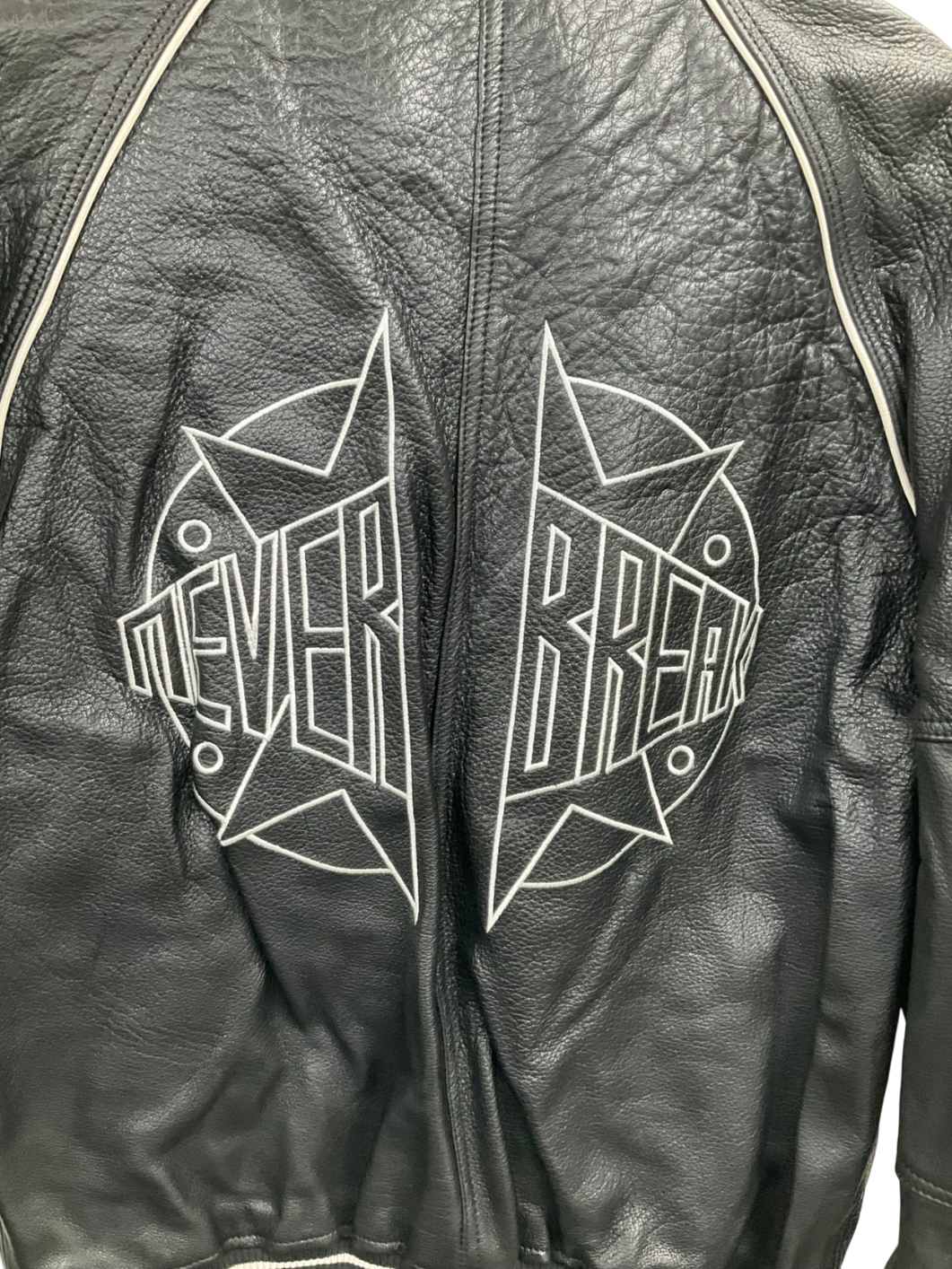 ZARA Black Legendary Mood Oversized Leather Varsity Jacket UK M