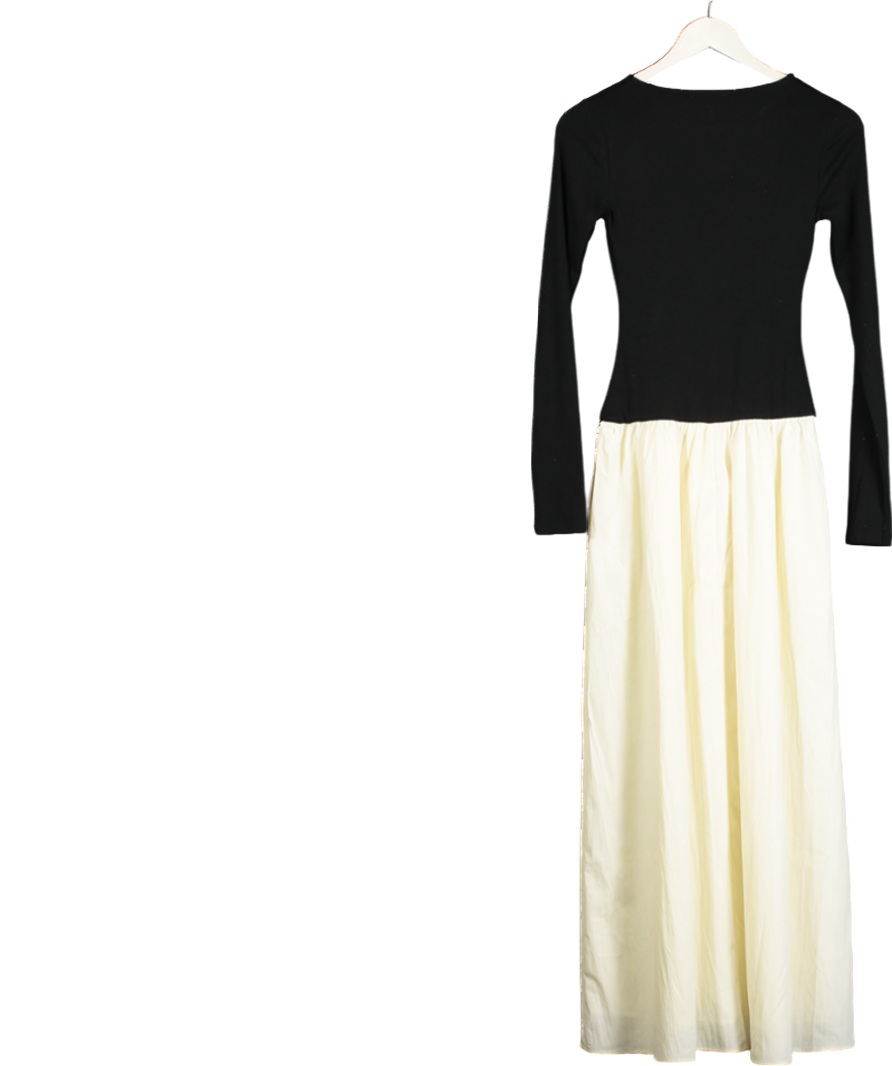 4th & Reckless Black / Ivory Contrast Long Sleeve Maxi Dress- Rosie UK 6