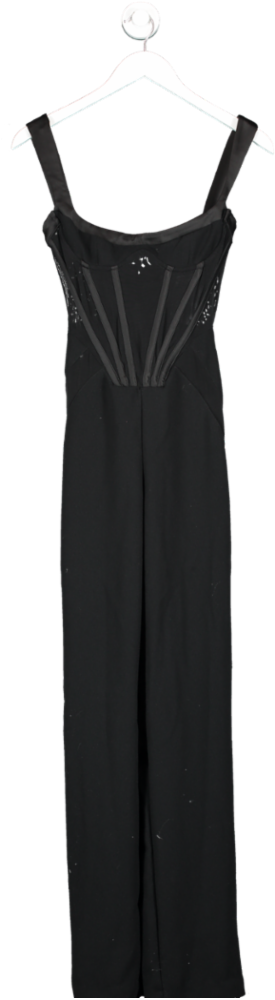 Clothing : Jumpsuits : 'Mylene' Black Corset Jumpsuit