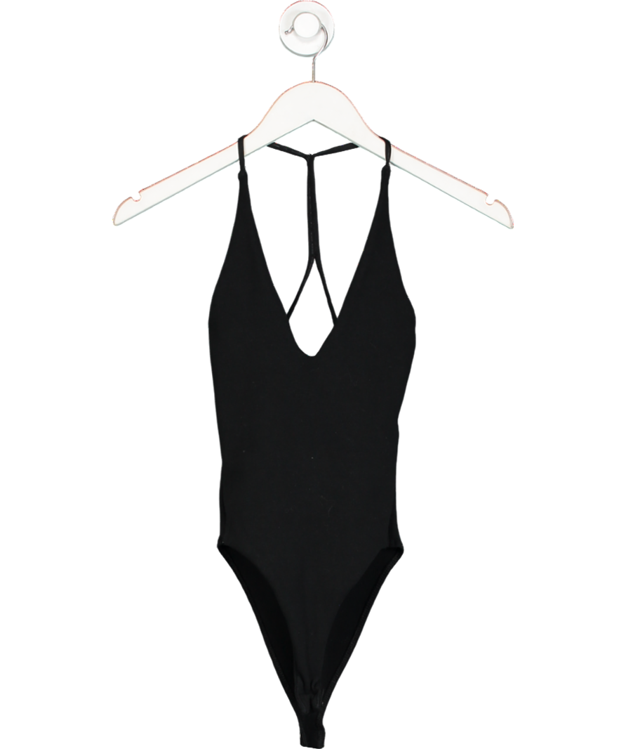 ZARA Black V Neck Cotton Blend Bodysuit UK S