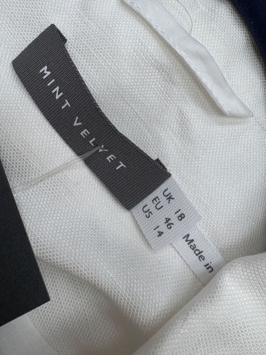 Mint Velvet White Linen Blend Double Breasted Blazer UK 18