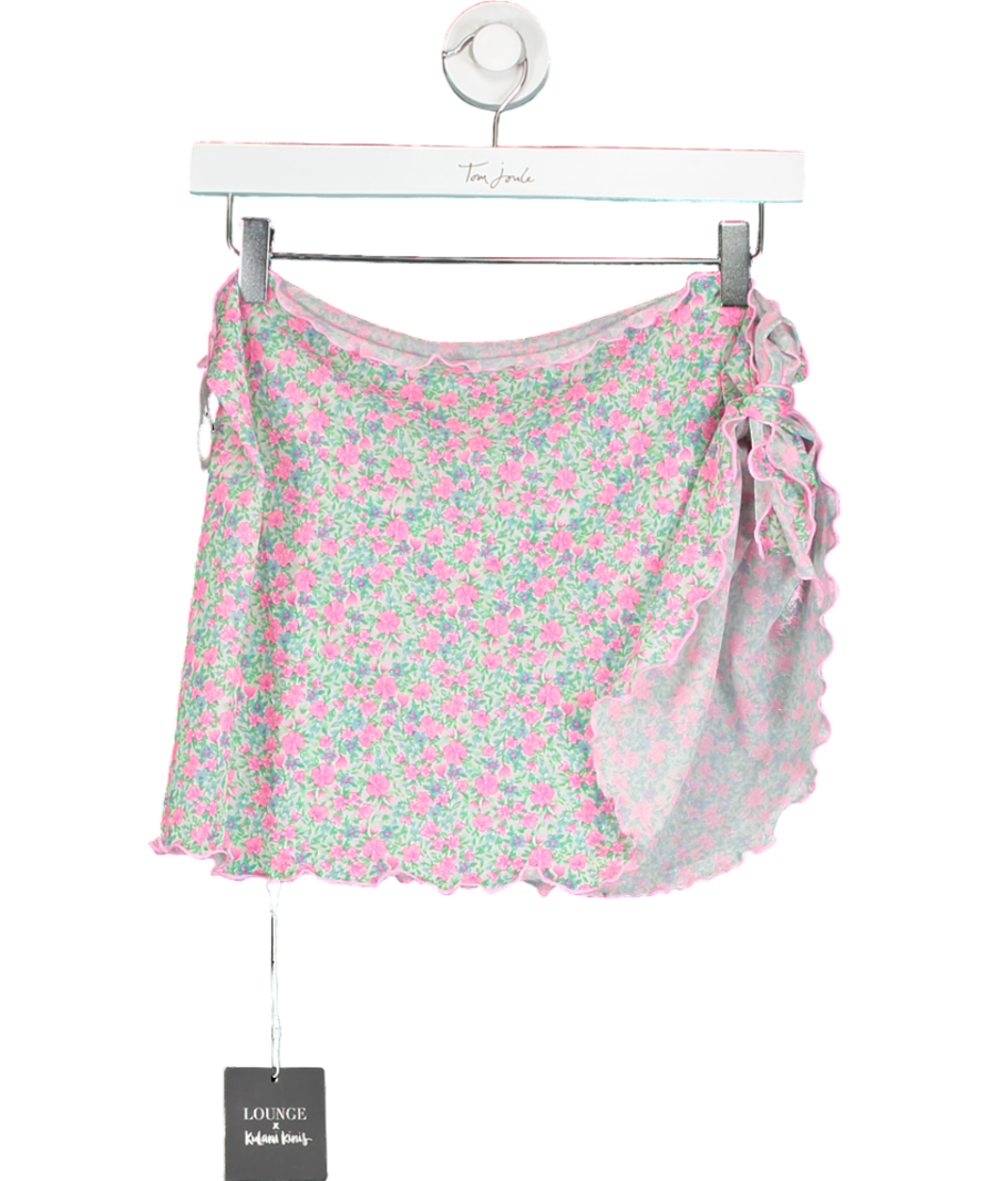 Kulani Kinis Pink Floral Mesh Mini Sarong UK S
