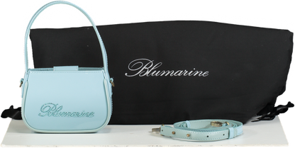 Blumarine Light Blue Crystal Logo Mini Handbag