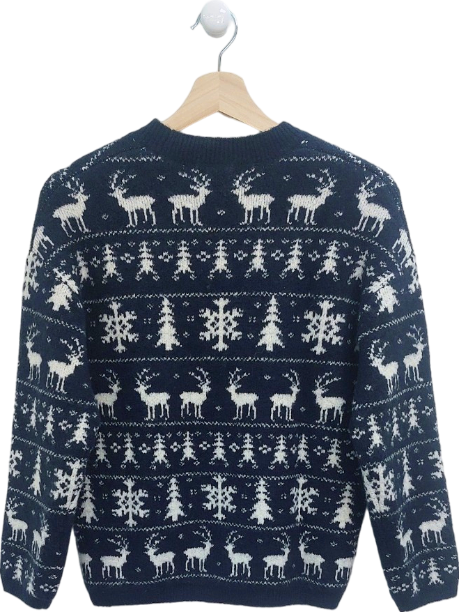 Mango Blue Reindeer Christmas Jumper Age 11-12